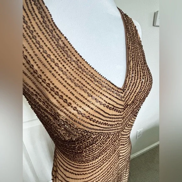 Adrianna Papell Formal Silk Sequin Beaded Event Gown - Picture 9 of 14